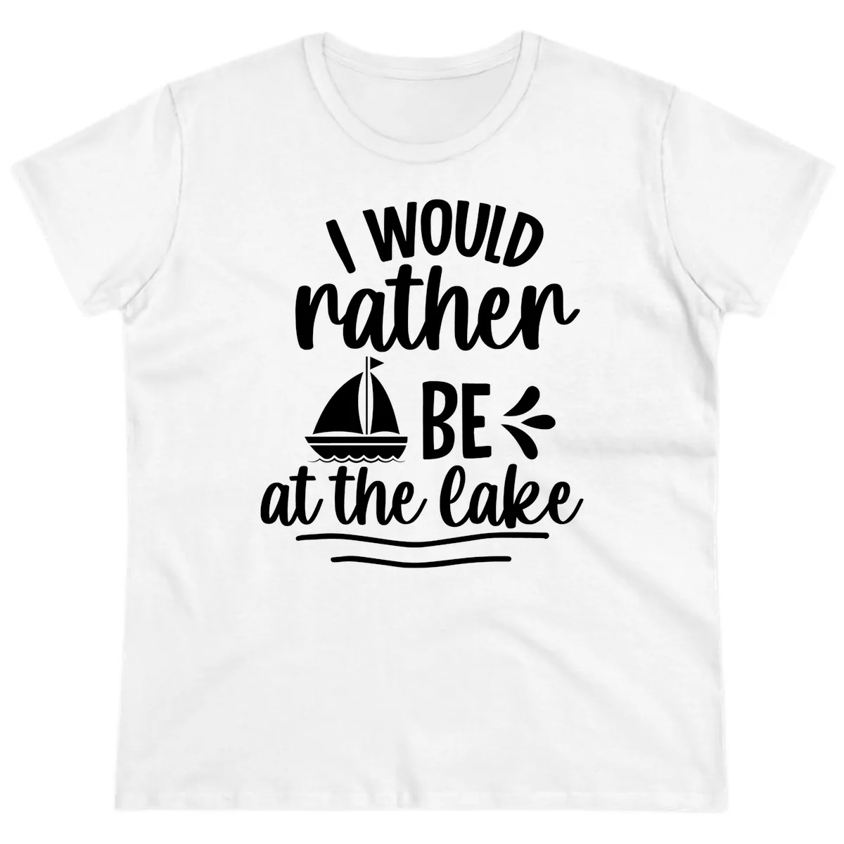 I Would Rather Be At The Lake Ladies Tee in White