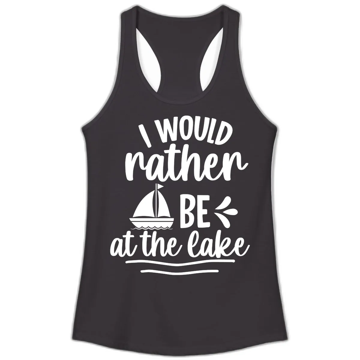 I Would Rather Be At The Lake Ladies Tank in Black
