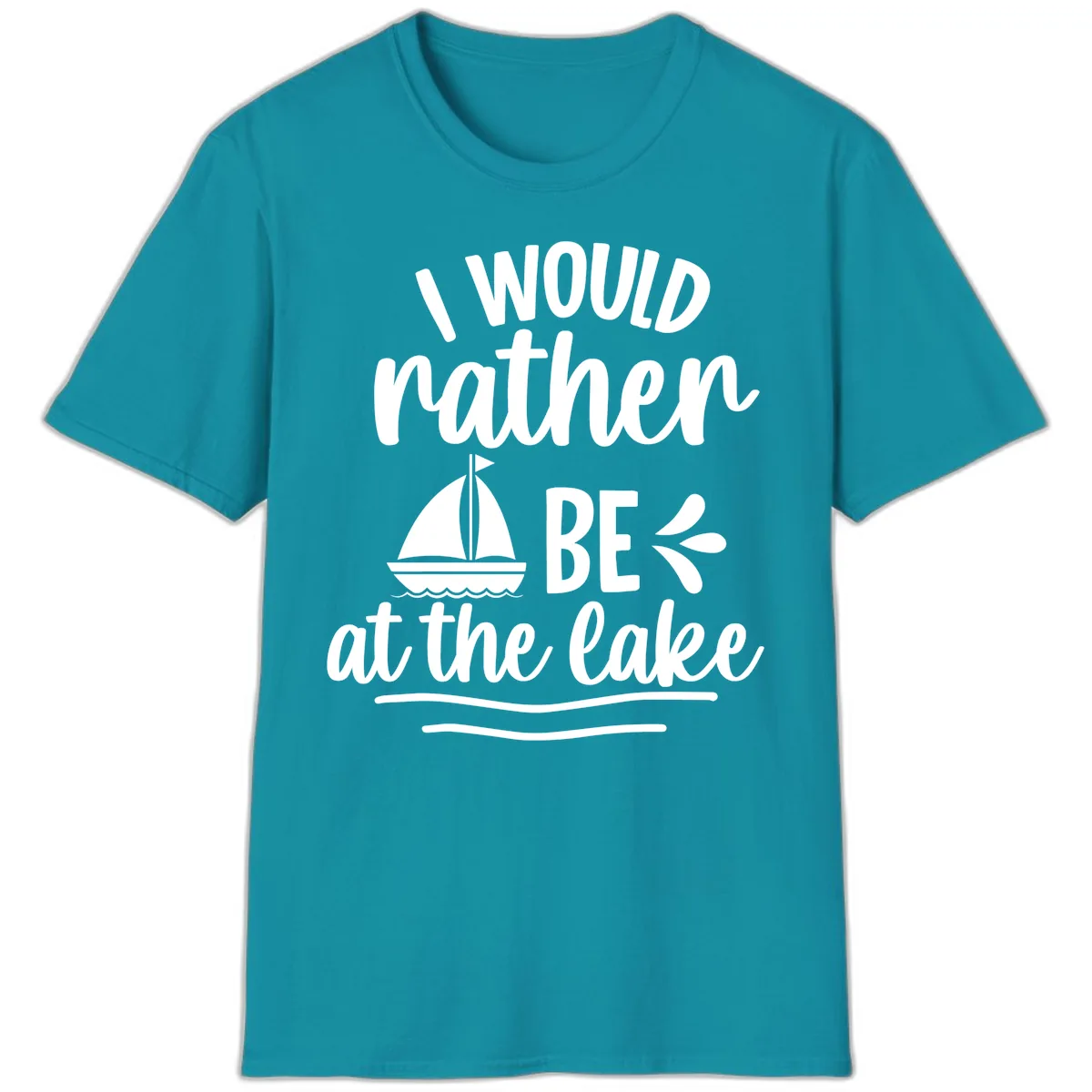 I Would Rather Be At The Lake T-Shirt in Tropical Blue