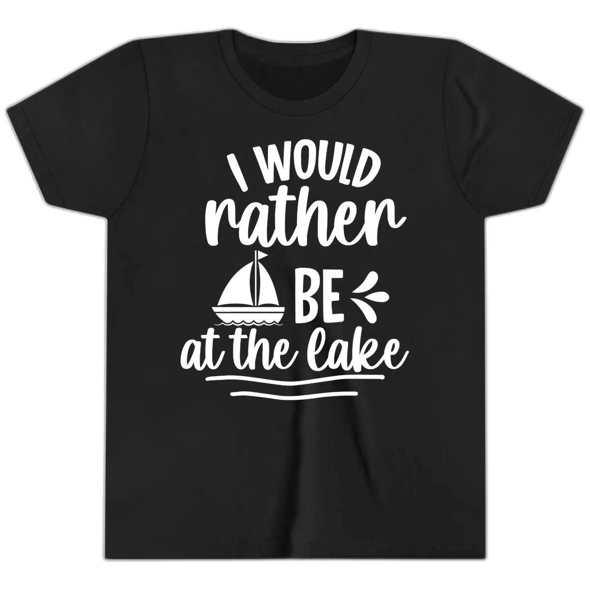 I Would Rather Be At The Lake Youth T-Shirt in Black