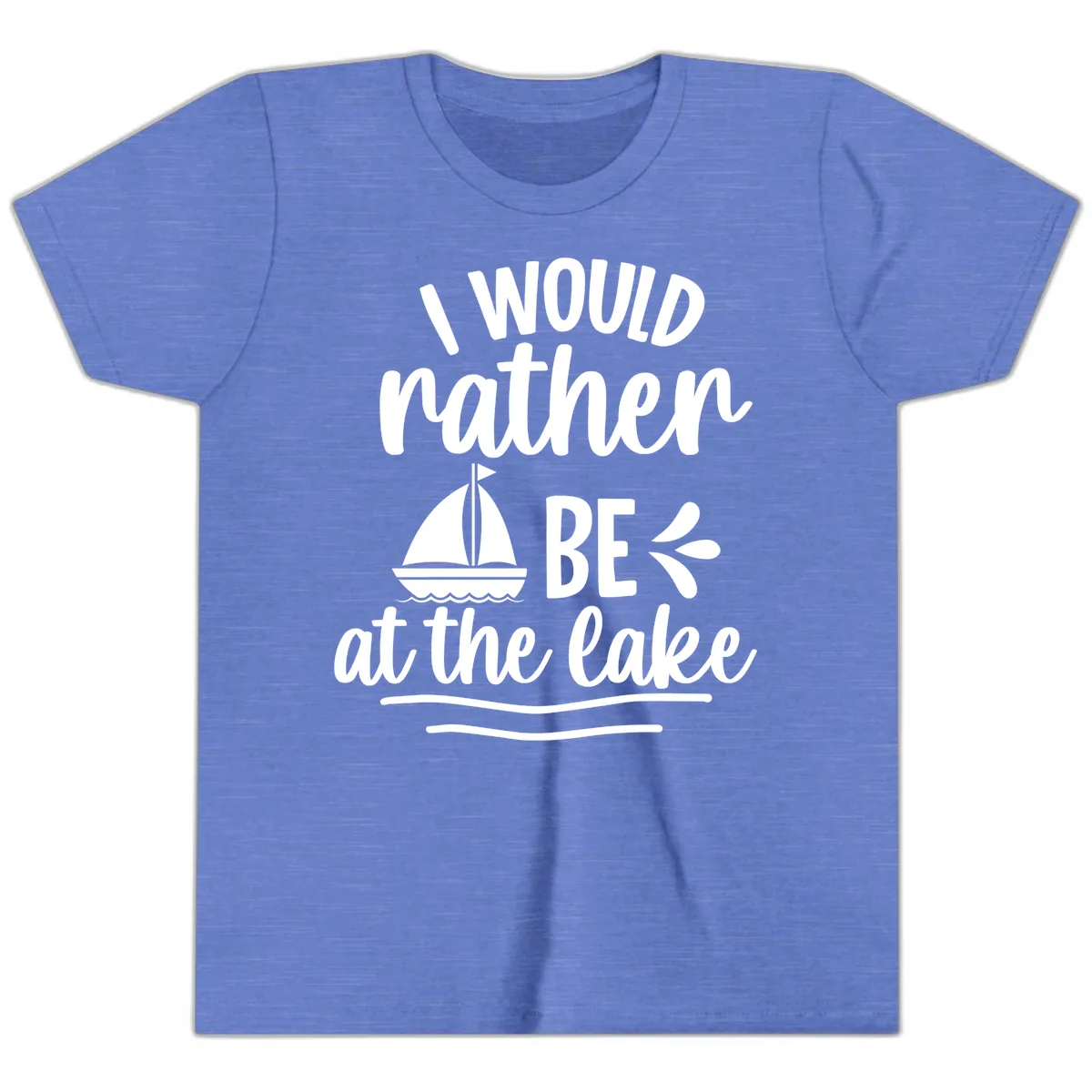 I Would Rather Be At The Lake Youth T-Shirt in Heather Columbia Blue