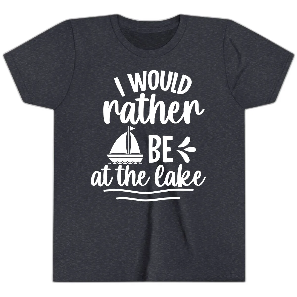 I Would Rather Be At The Lake Youth T-Shirt in Heather Navy