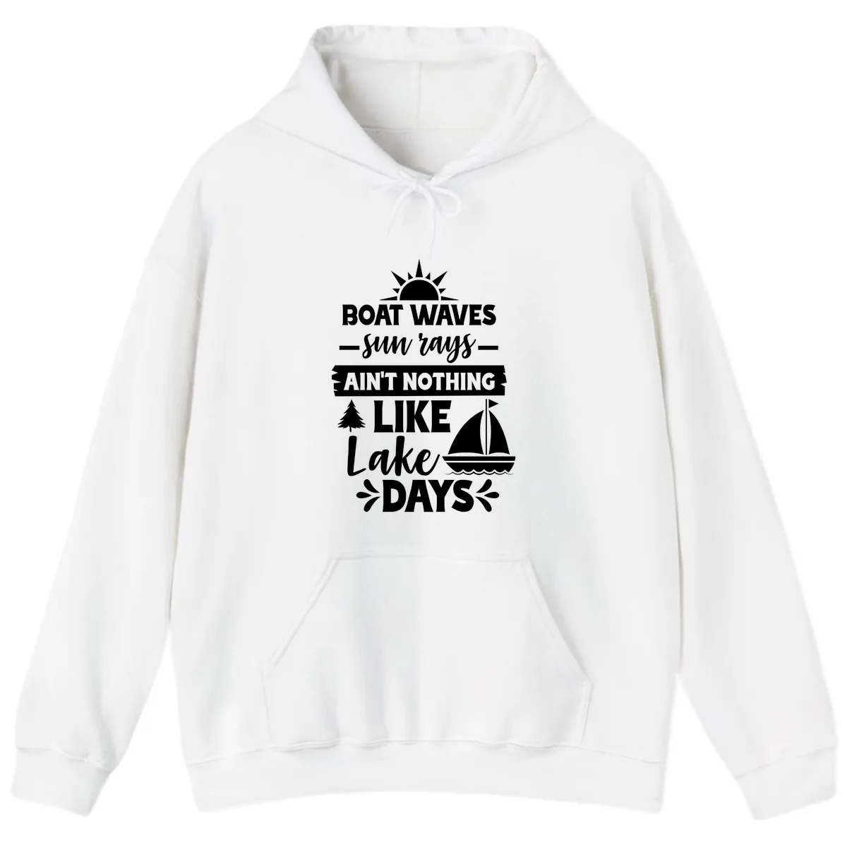 Boat Waves Sun Rays Lake Days Hoodie in White