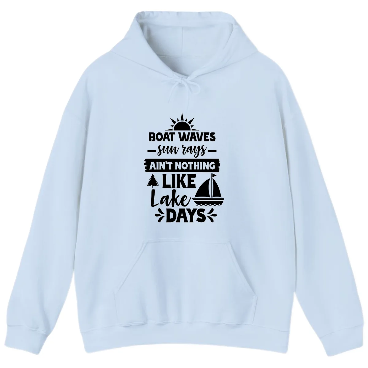 Boat Waves Sun Rays Lake Days Hoodie in Light Blue