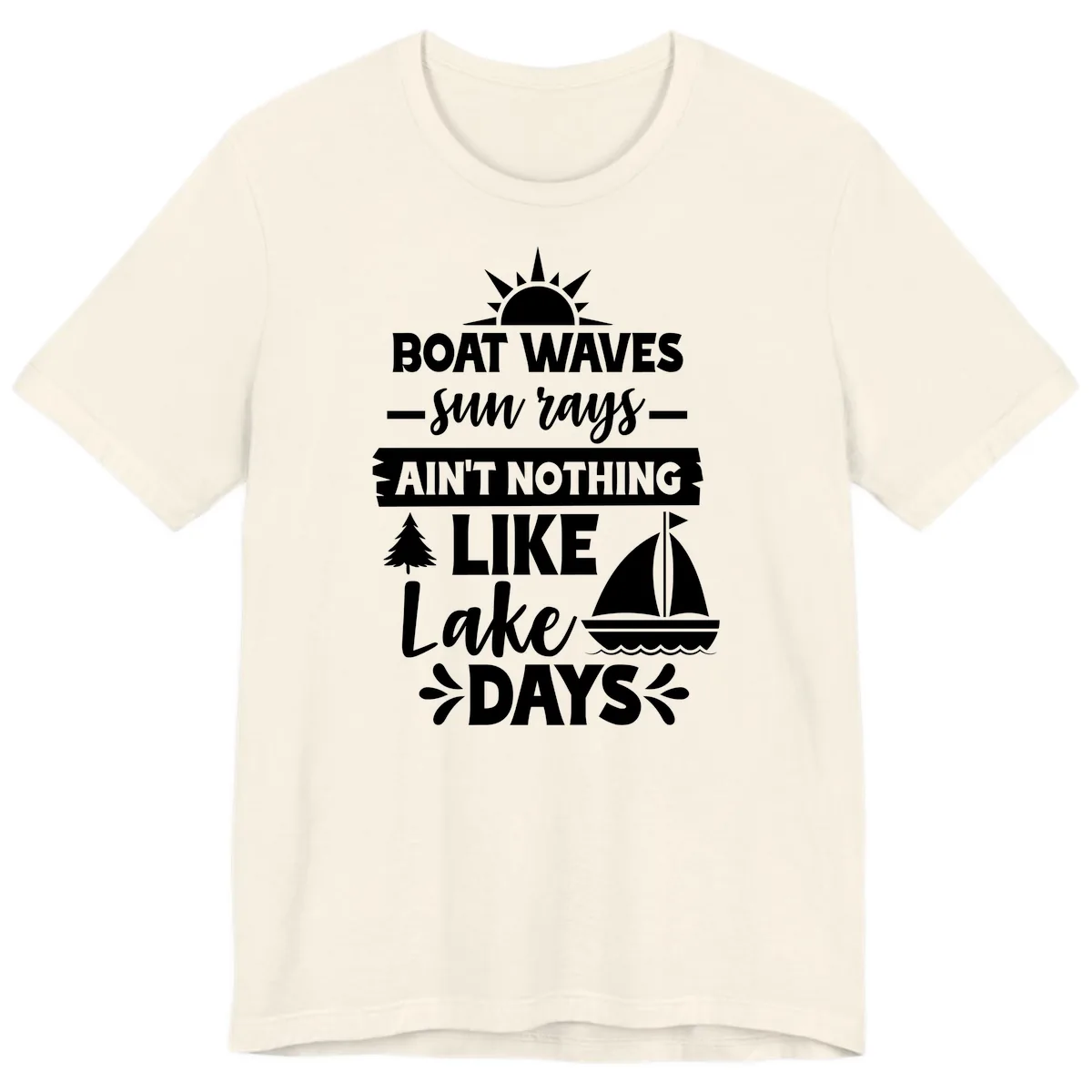 Boat Waves Sun Rays Lake Days Premium T-Shirt in Natural