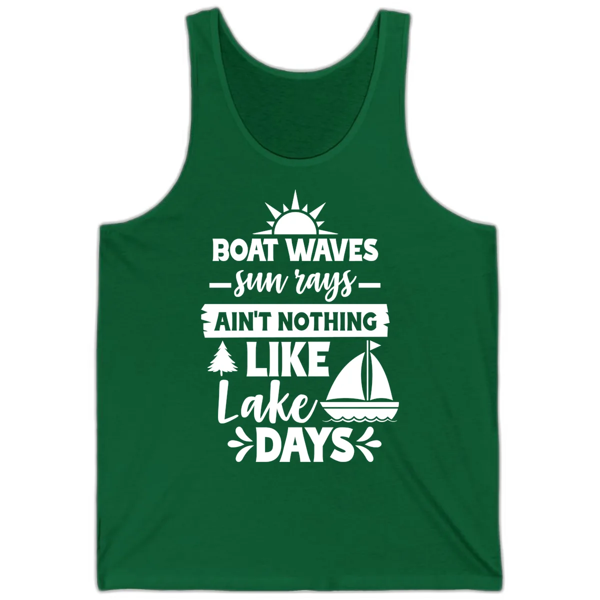 Boat Waves Sun Rays Lake Days Tank in Kelly