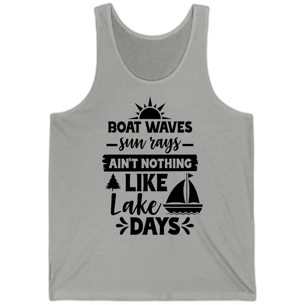 Boat Waves Sun Rays Lake Days Tank in Athletic Heather