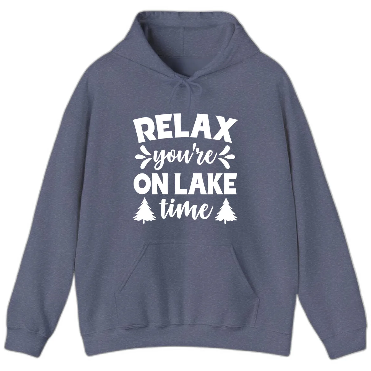 Relax You're On Lake Time Hoodie in Heather Navy