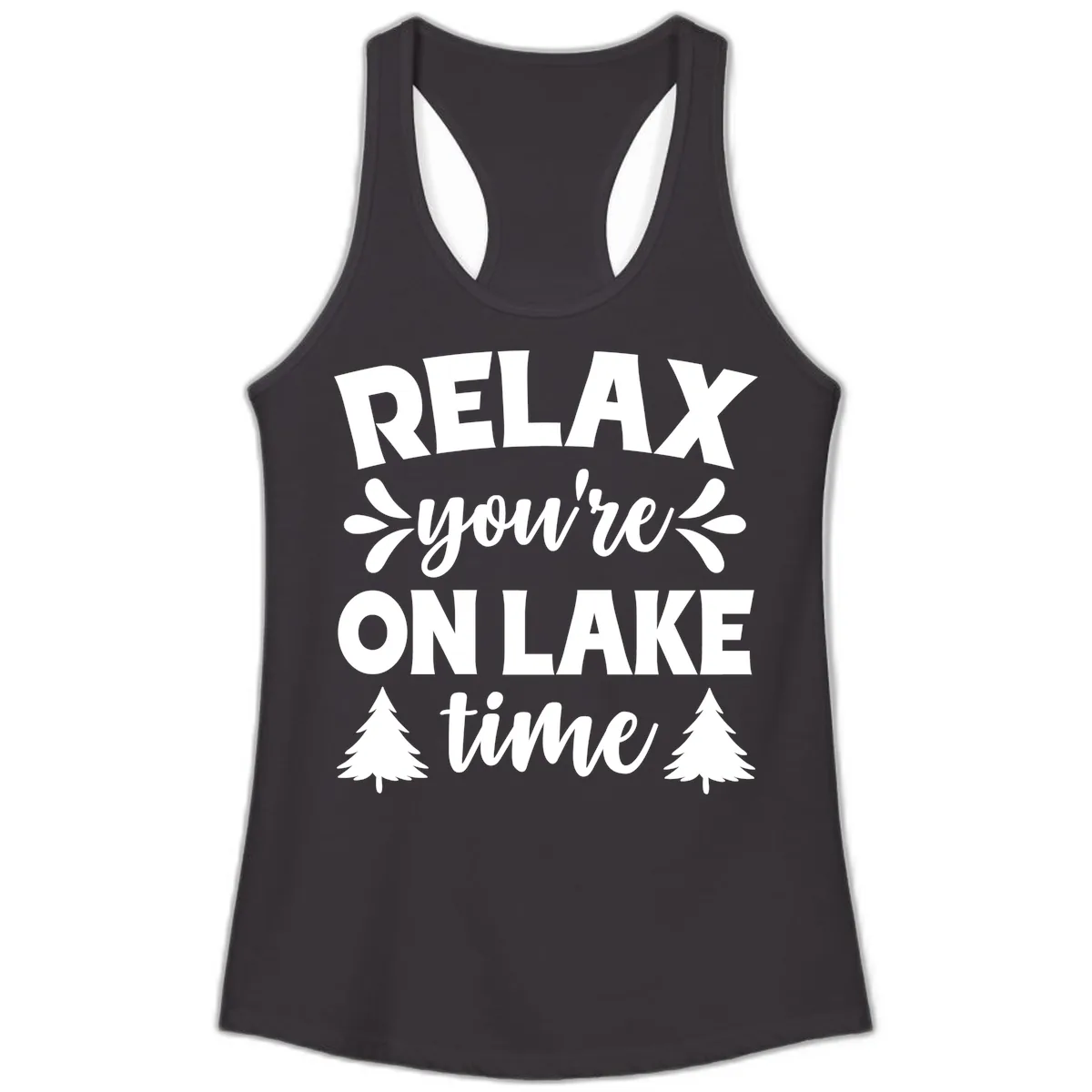 Relax You're On Lake Time Ladies Tank in Black
