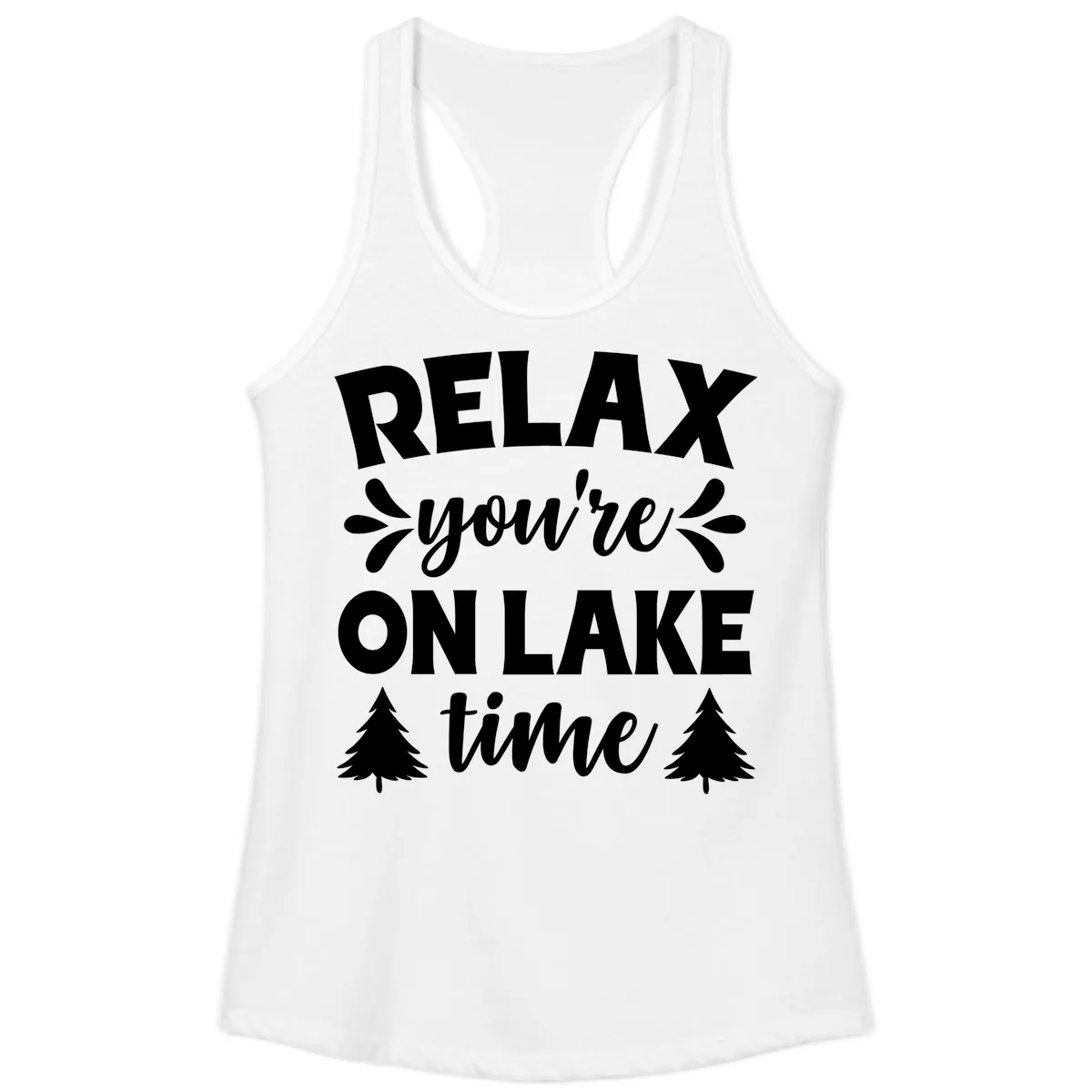 Relax You're On Lake Time Ladies Tank in White