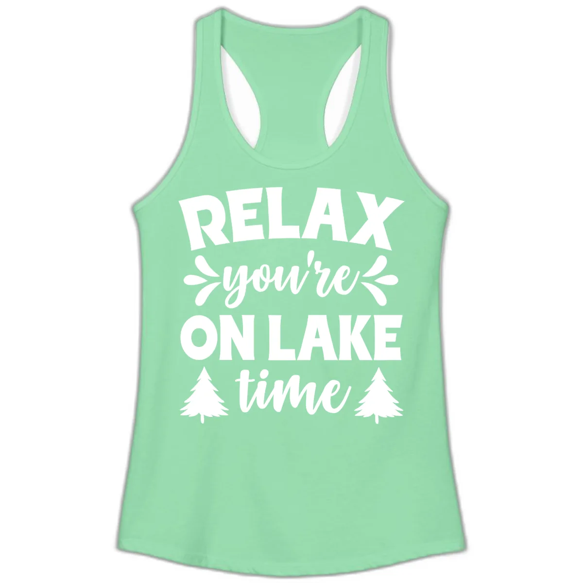 Relax You're On Lake Time Ladies Tank in Solid Mint