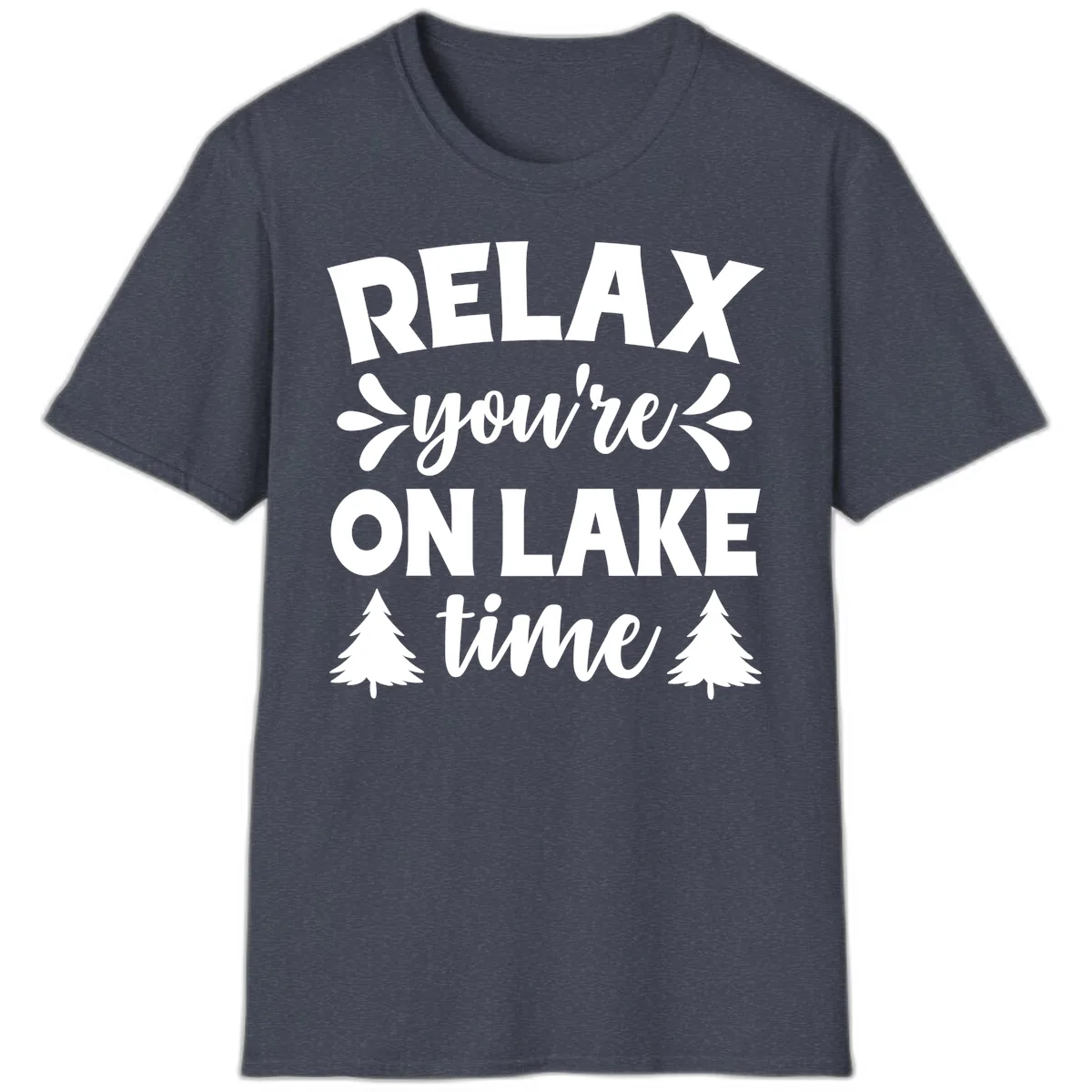 Relax You're On Lake Time T-Shirt in Heather Navy