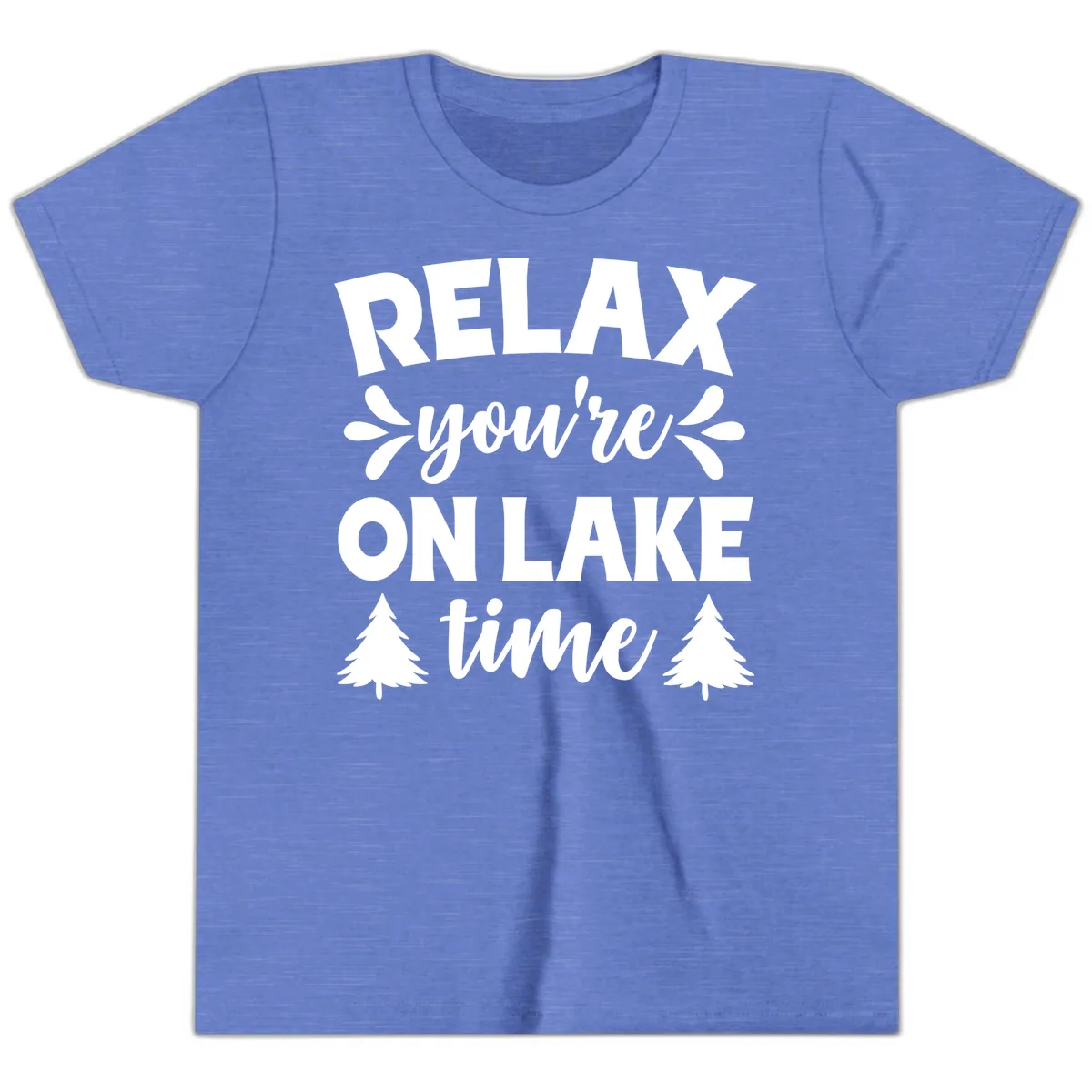 Relax You're On Lake Time Youth T-Shirt in Heather Columbia Blue