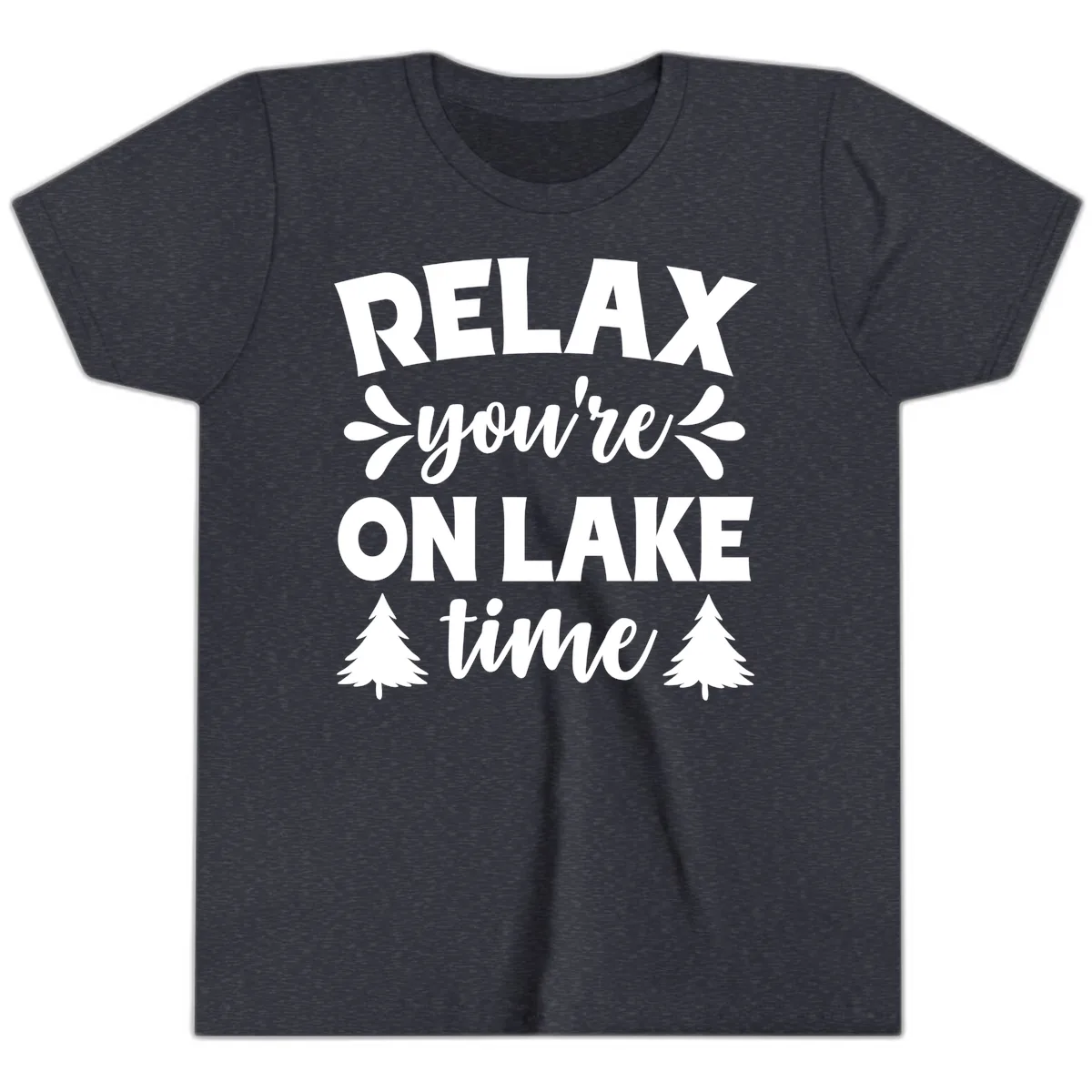 Relax You're On Lake Time Youth T-Shirt in Heather Navy