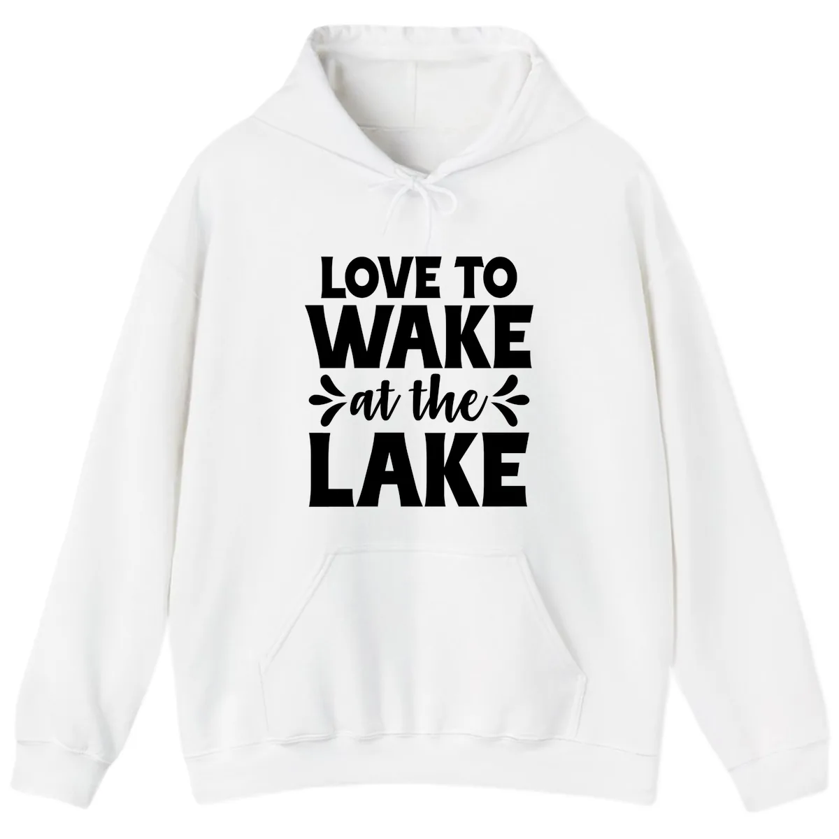 Love To Wake At The Lake Design Hoodie in White