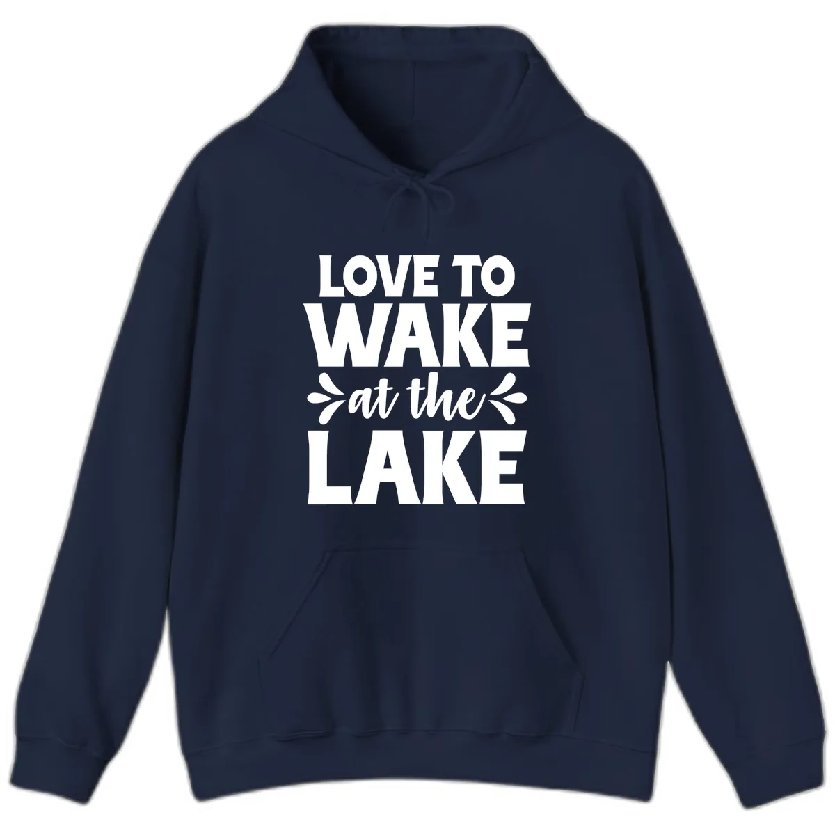 Love To Wake At The Lake Design Hoodie in Navy
