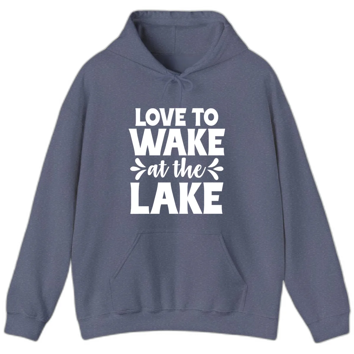 Love To Wake At The Lake Design Hoodie in Heather Navy