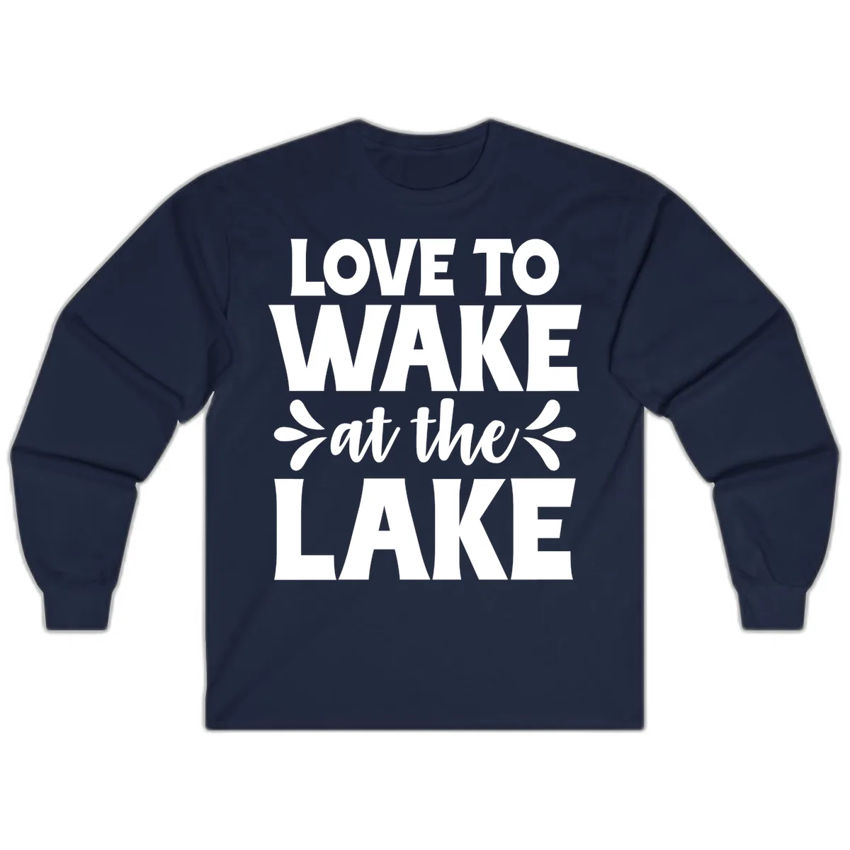 Love To Wake At The Lake Design Long Sleeve in Navy