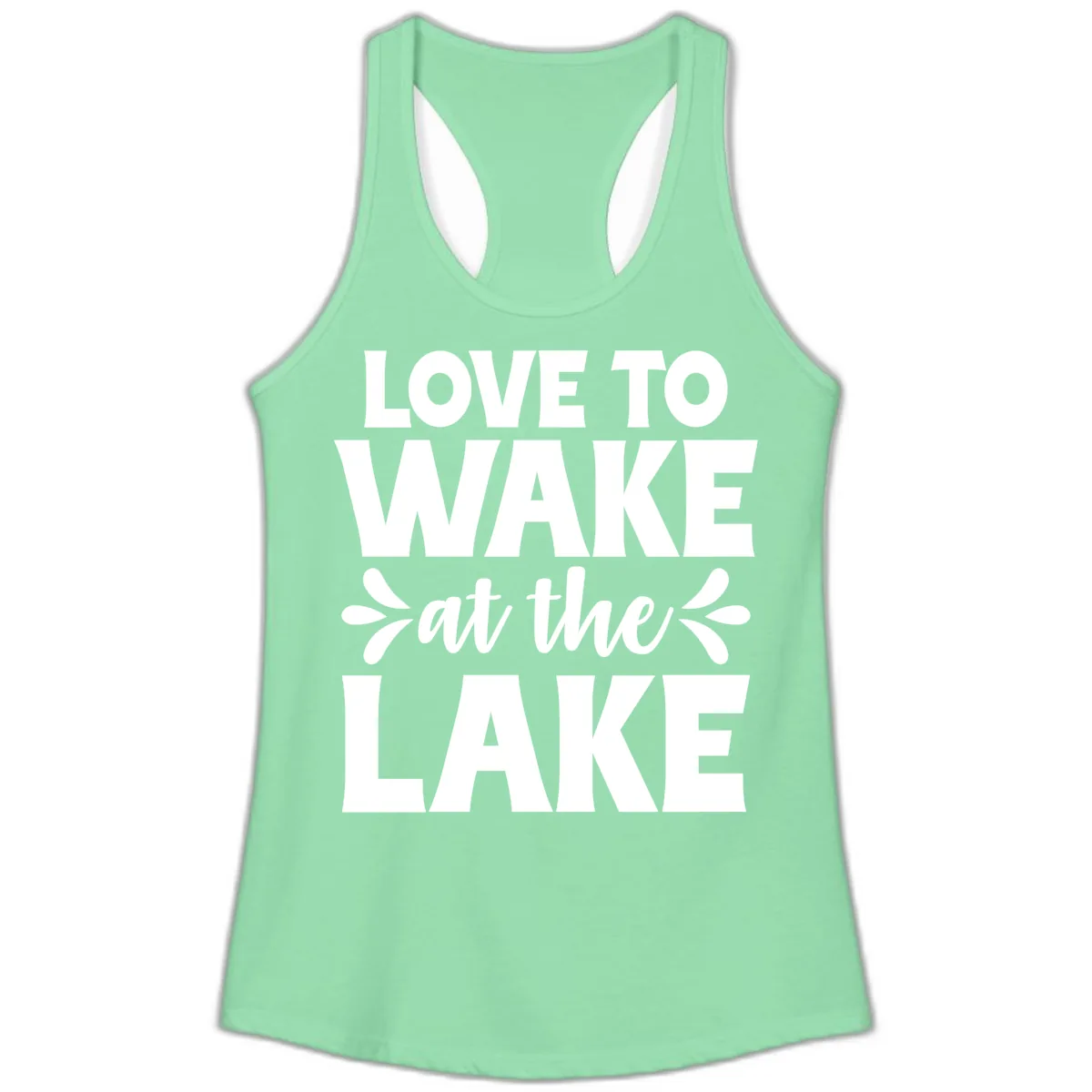Love To Wake At The Lake Design Ladies Tank in Solid Mint