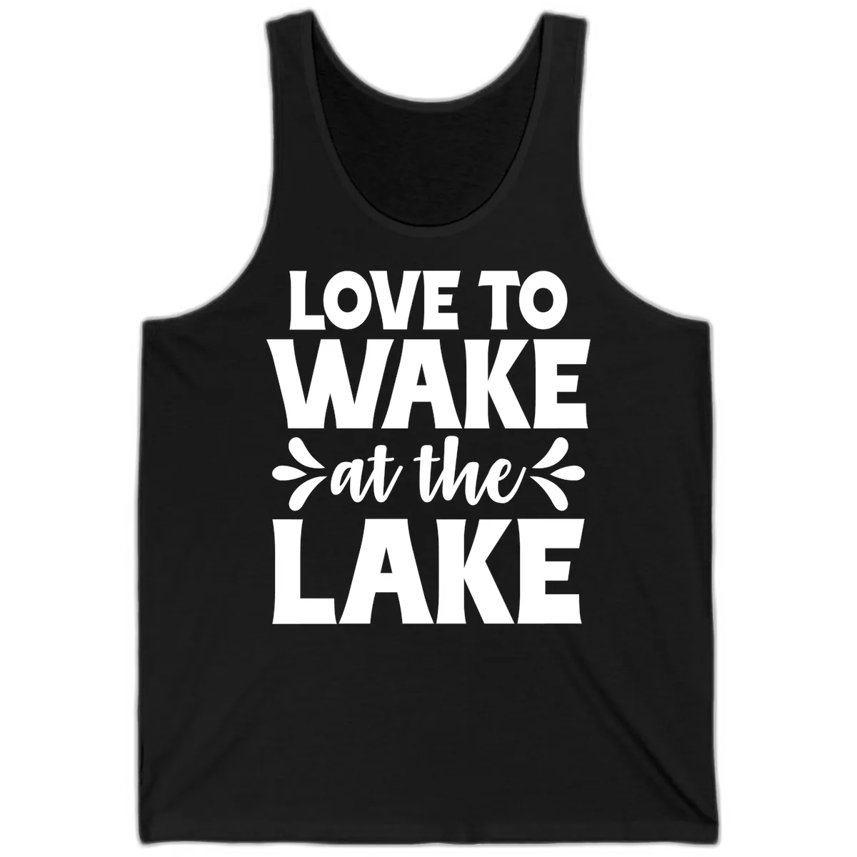 Love To Wake At The Lake Design Tank in Black