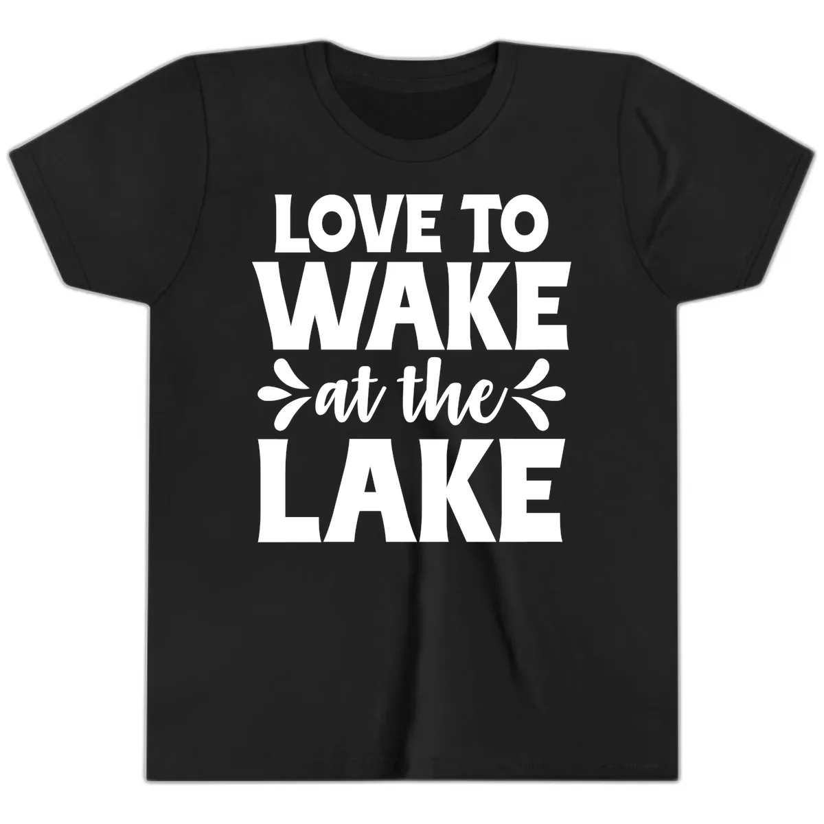 Love To Wake At The Lake Design Youth T-Shirt in Black