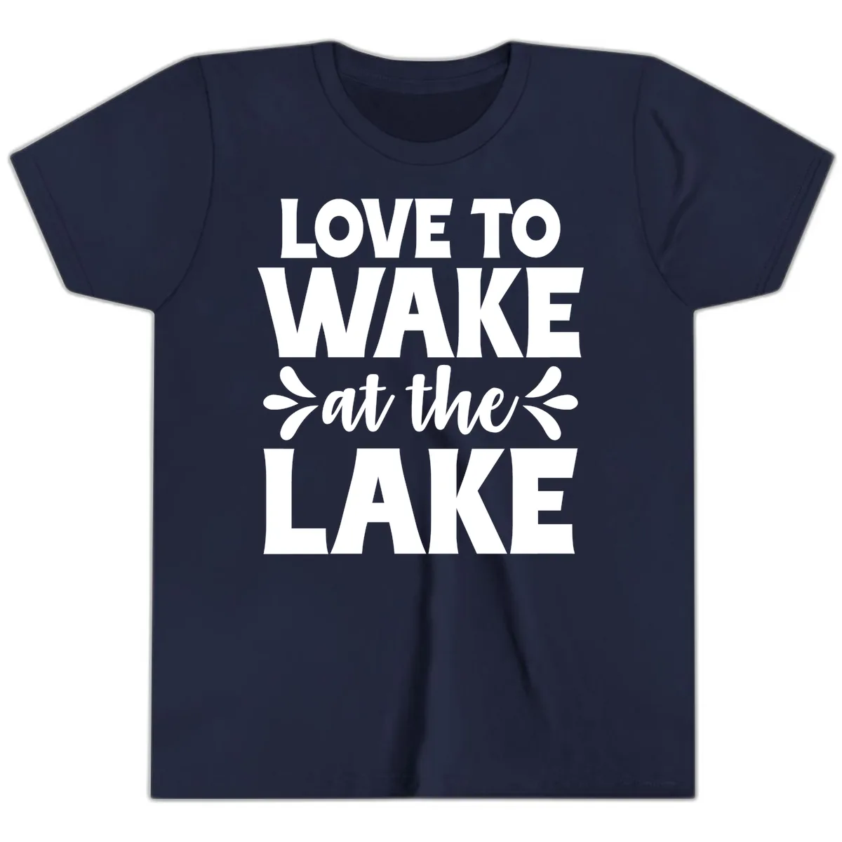 Love To Wake At The Lake Design Youth T-Shirt in Navy