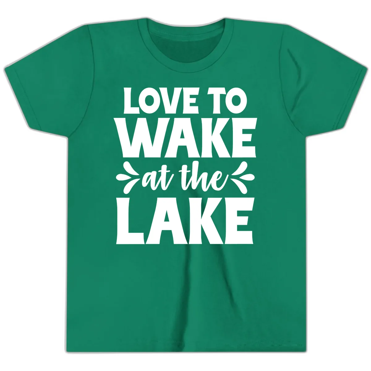 Love To Wake At The Lake Design Youth T-Shirt in Kelly