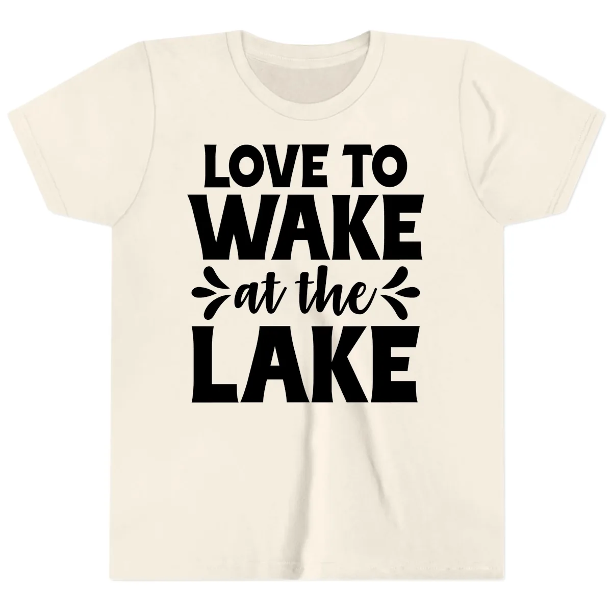 Love To Wake At The Lake Design Youth T-Shirt in Natural