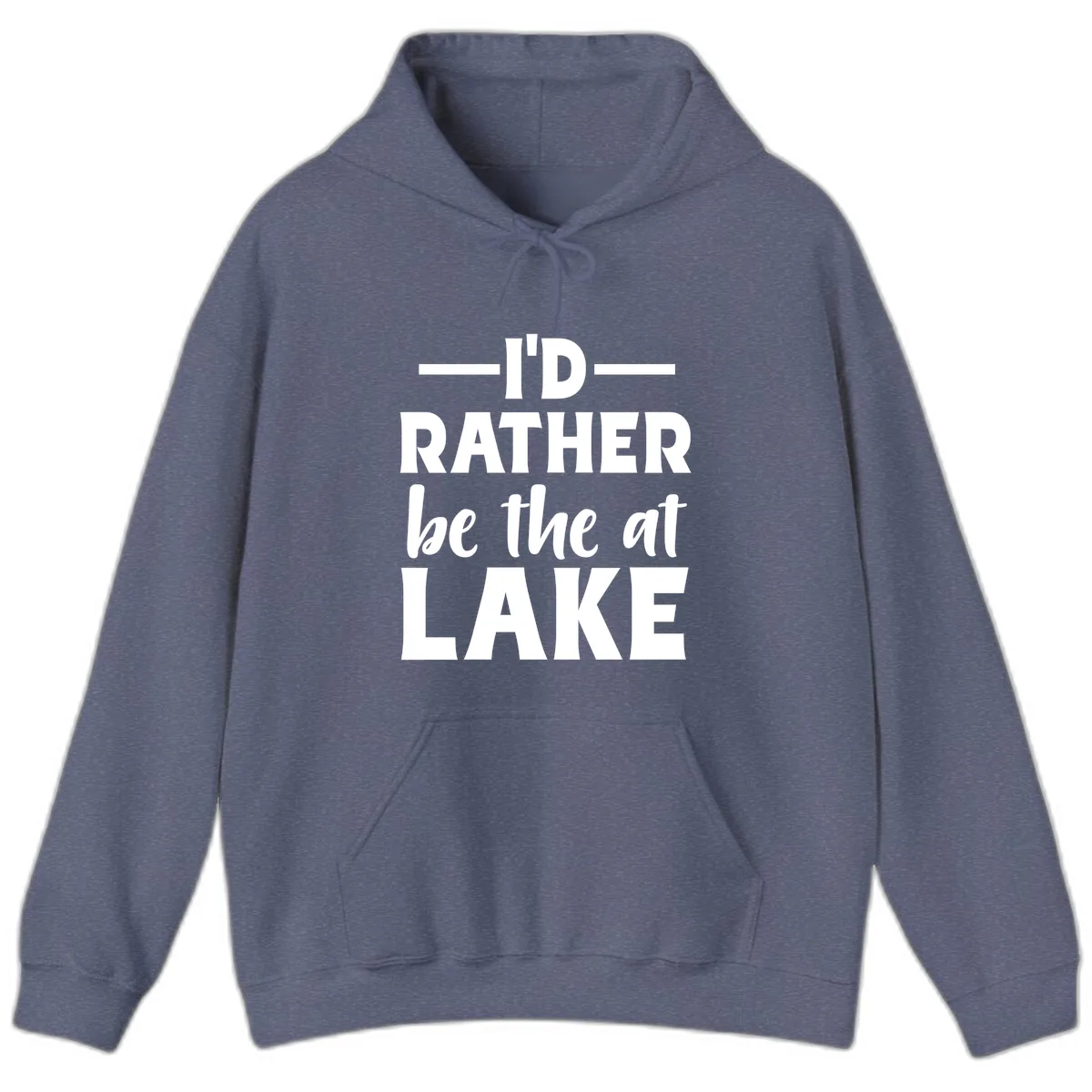 I'd Rather Be At The Lake Hoodie in Heather Navy