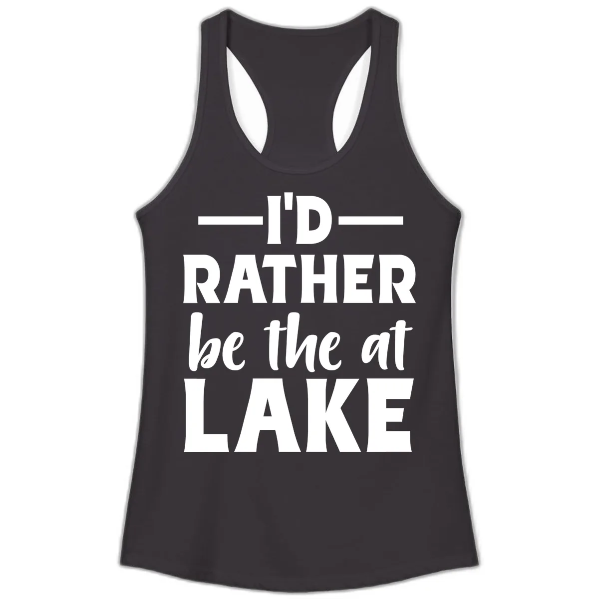 I'd Rather Be At The Lake Ladies Tank in Black