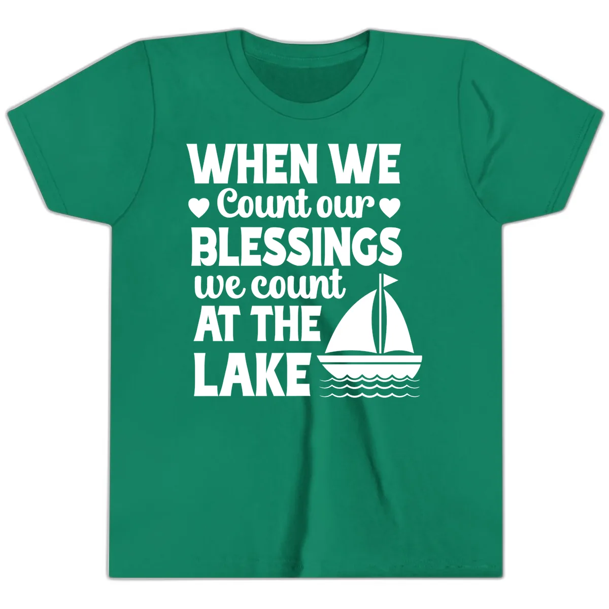 When We Count Our Blessings At The Lake Youth T-Shirt in Kelly