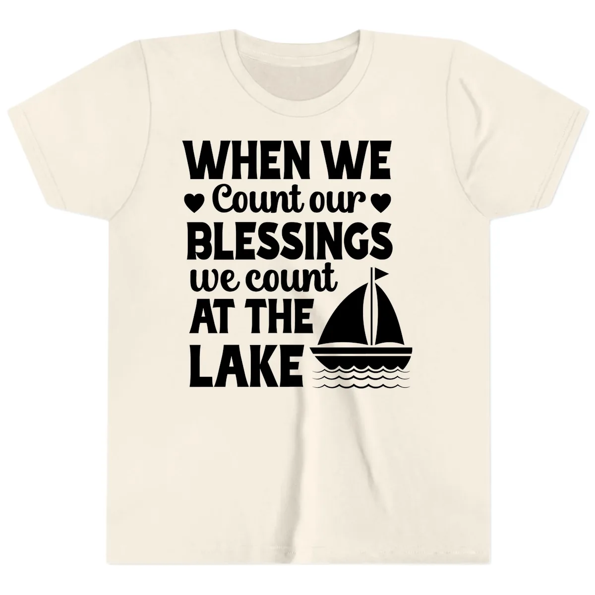 When We Count Our Blessings At The Lake Youth T-Shirt in Natural