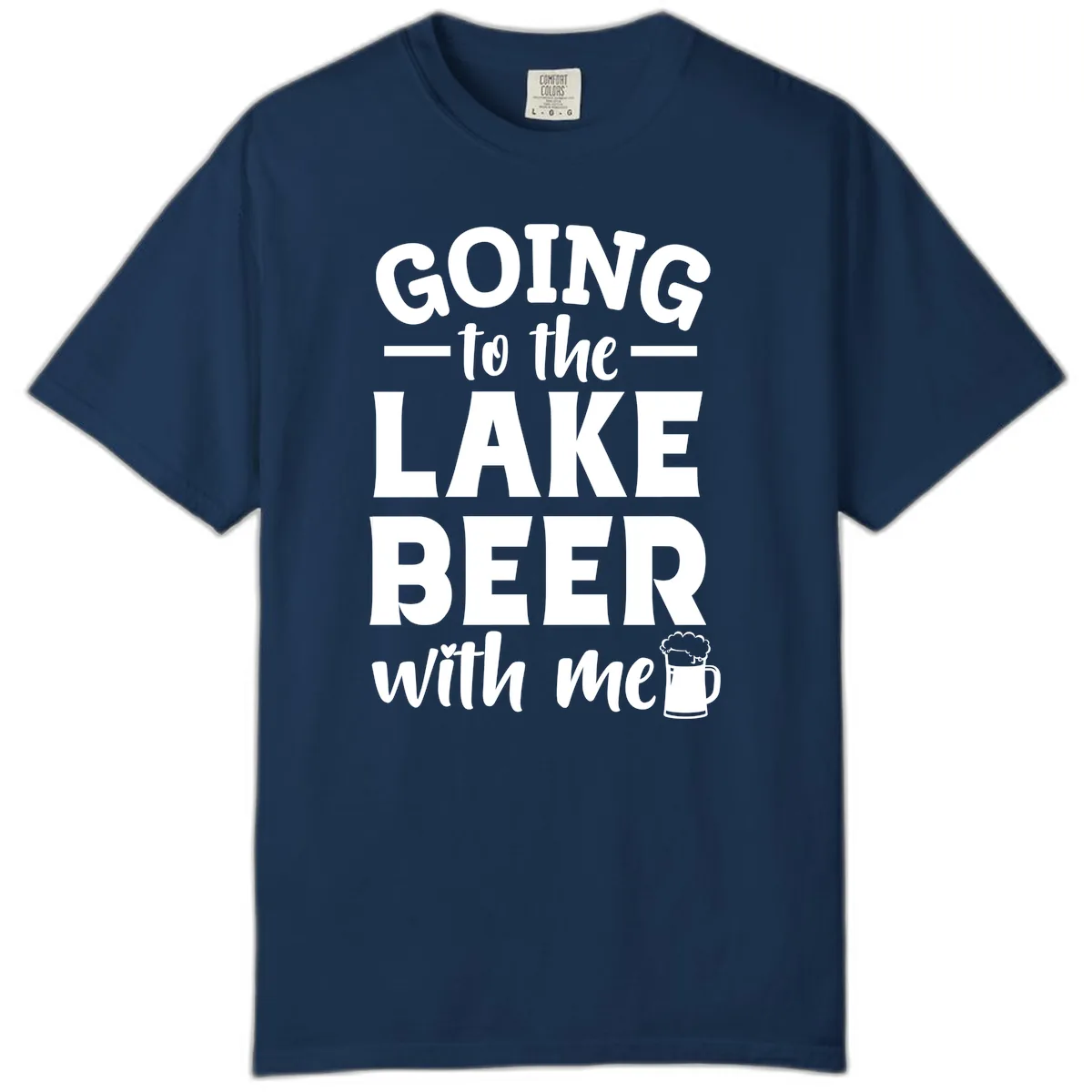 Going To The Lake Beer With Me Comfort Color in Navy