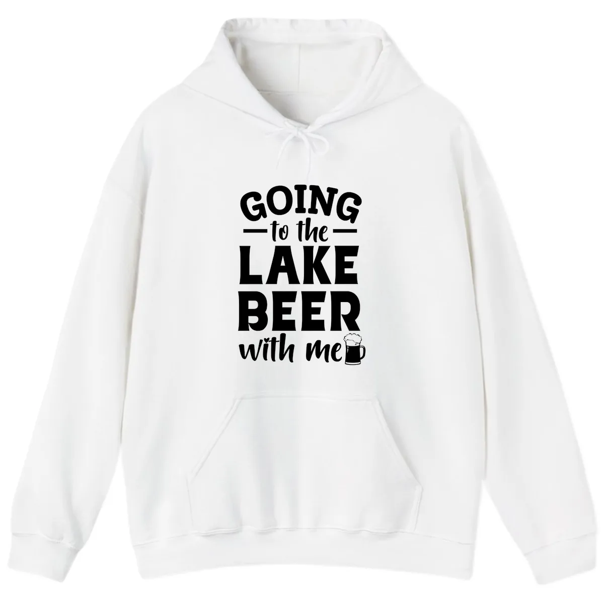 Going To The Lake Beer With Me Hoodie in White