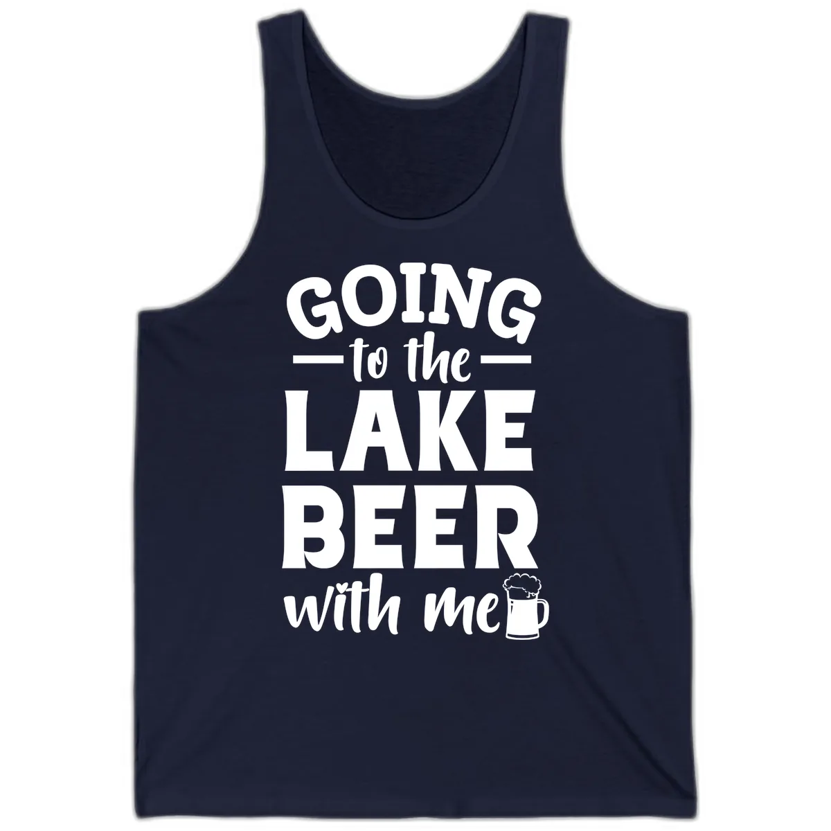 Going To The Lake Beer With Me Tank in Navy