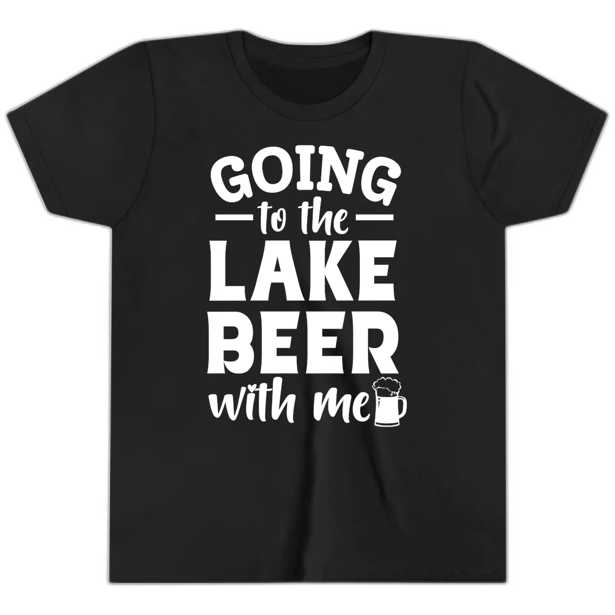 Going To The Lake Beer With Me Youth T-Shirt in Black