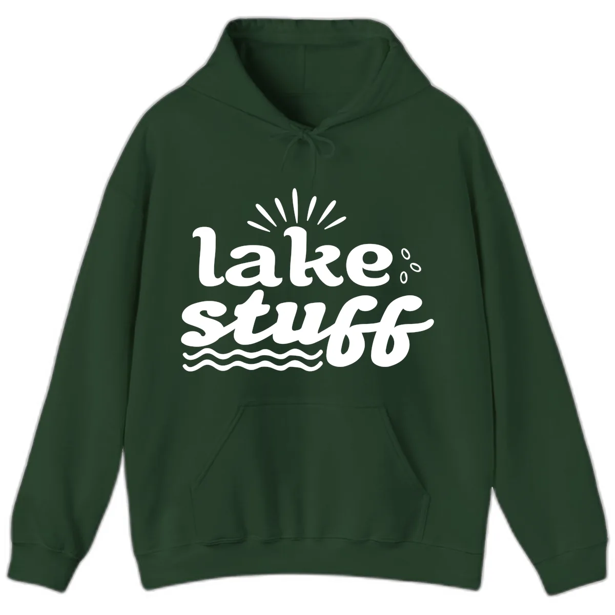 Lake Stuff Fun Lake Vibes Hoodie in Forest Green