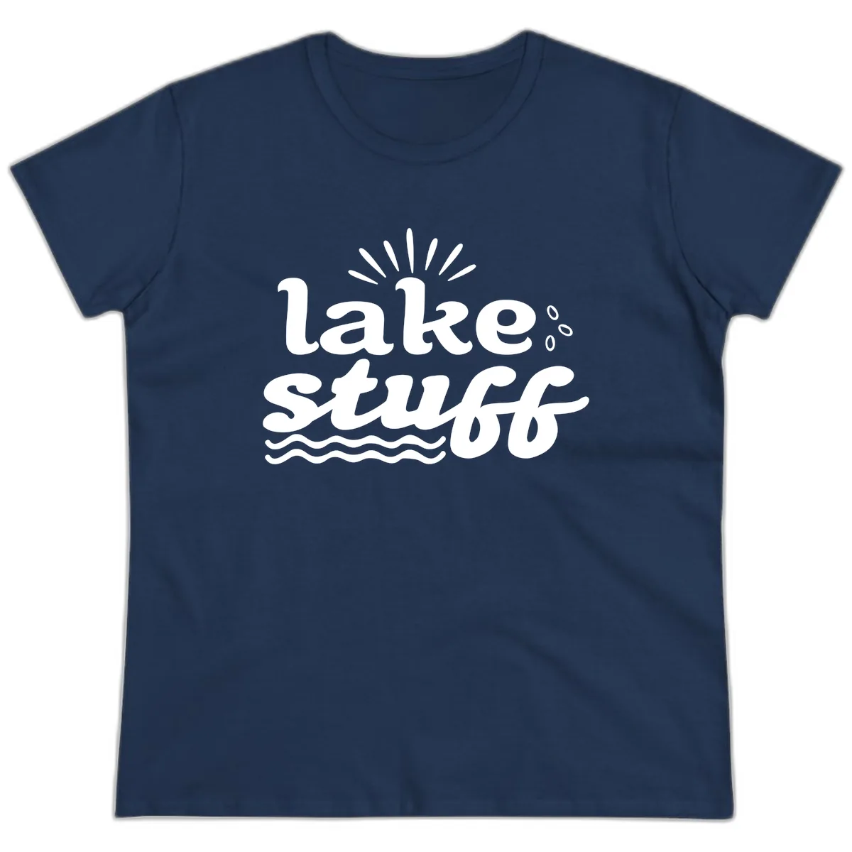 Lake Stuff Fun Lake Vibes Ladies Tee in Navy