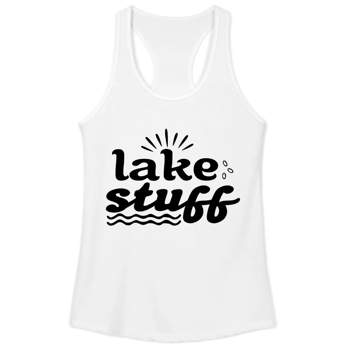 Lake Stuff Fun Lake Vibes Ladies Tank in White