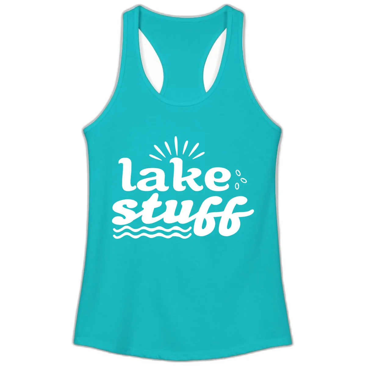 Lake Stuff Fun Lake Vibes Ladies Tank in Tahiti Blue