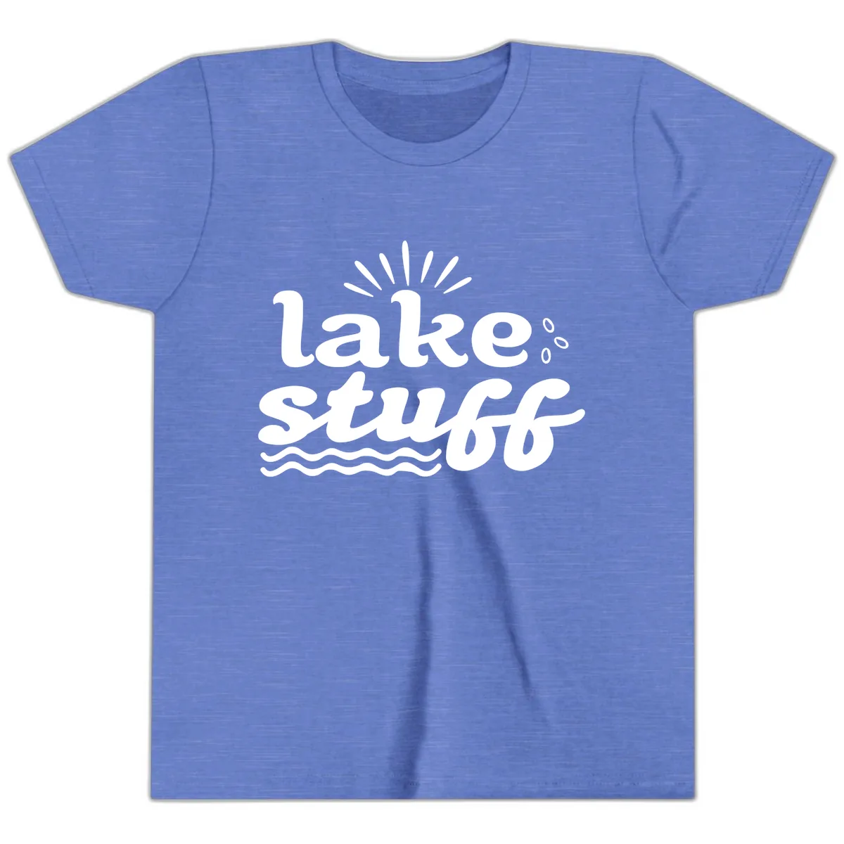Lake Stuff Fun Lake Vibes Youth T-Shirt in Heather Columbia Blue