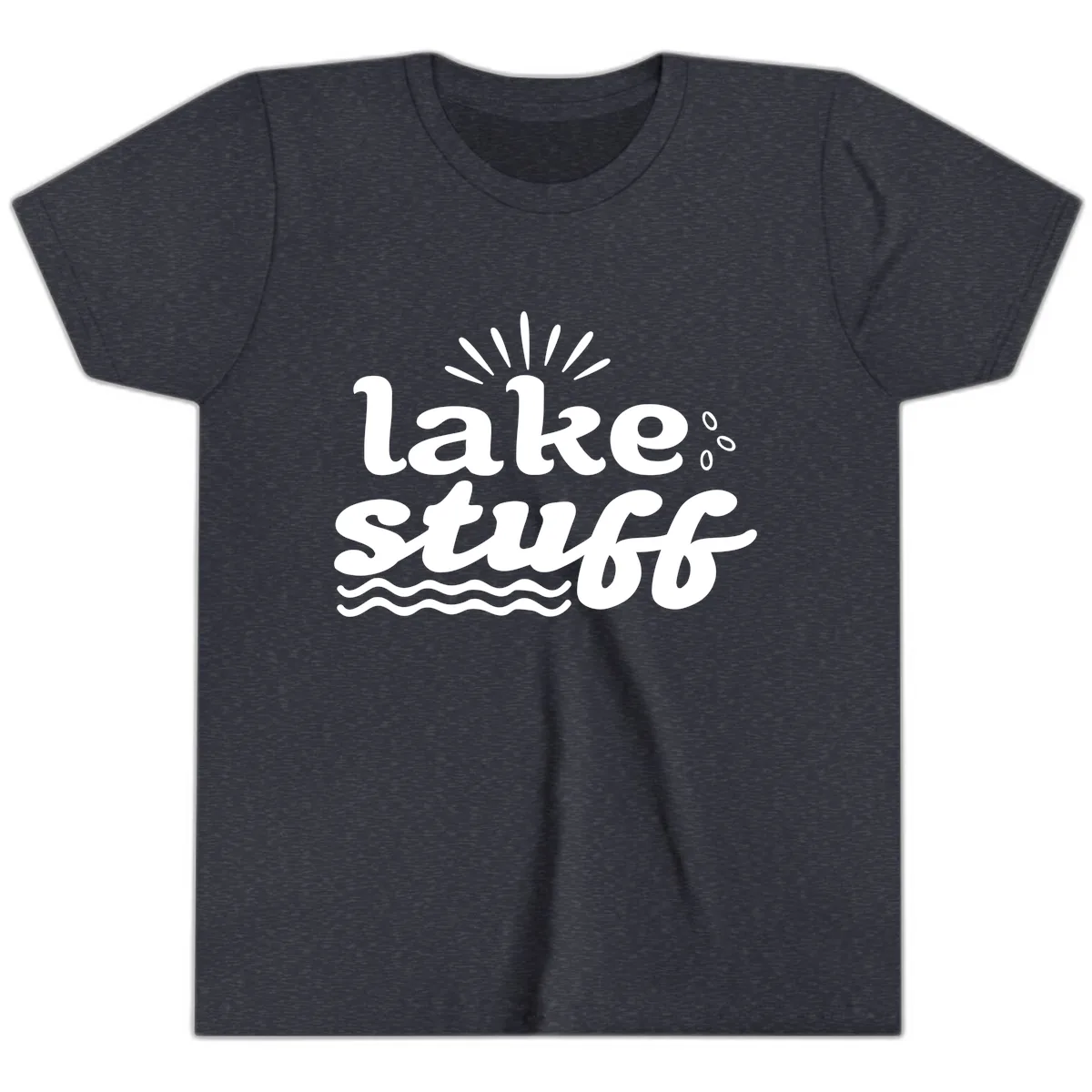 Lake Stuff Fun Lake Vibes Youth T-Shirt in Heather Navy