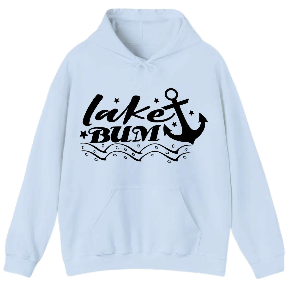 Lake Bum Anchor and Waves Design Hoodie in Light Blue