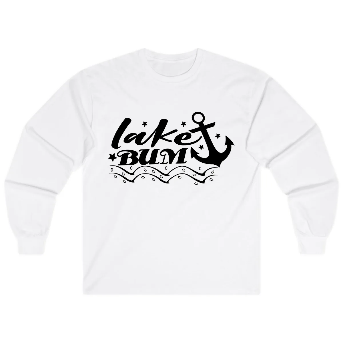 Lake Bum Anchor and Waves Design Long Sleeve in White