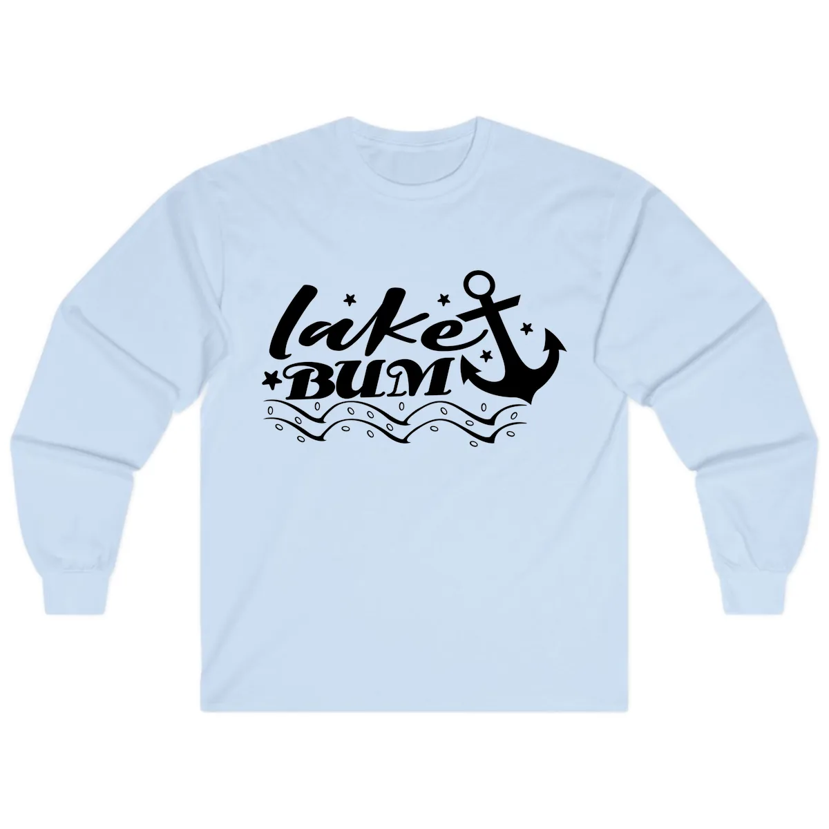 Lake Bum Anchor and Waves Design Long Sleeve in Light Blue