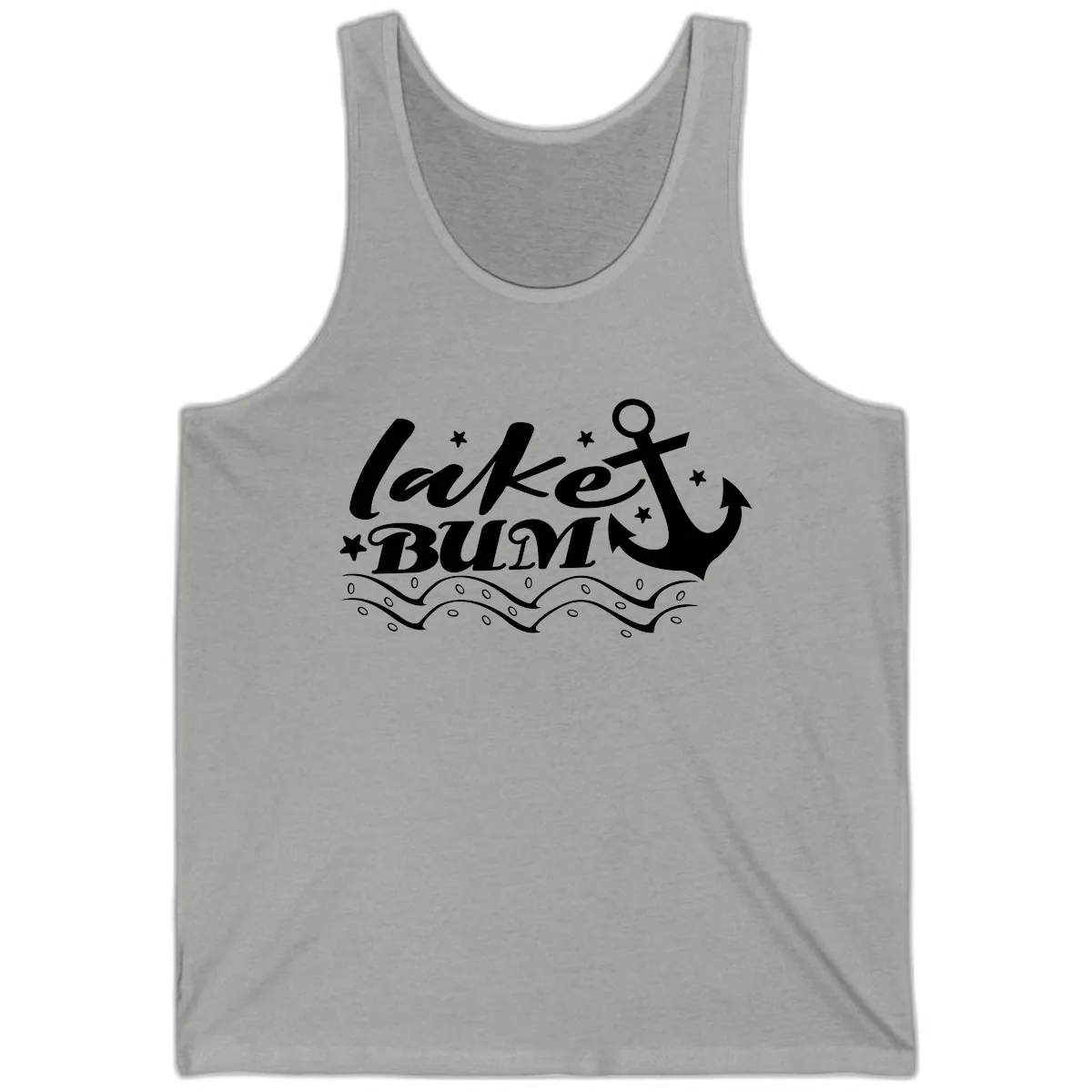 Lake Bum Anchor and Waves Design Tank in Athletic Heather