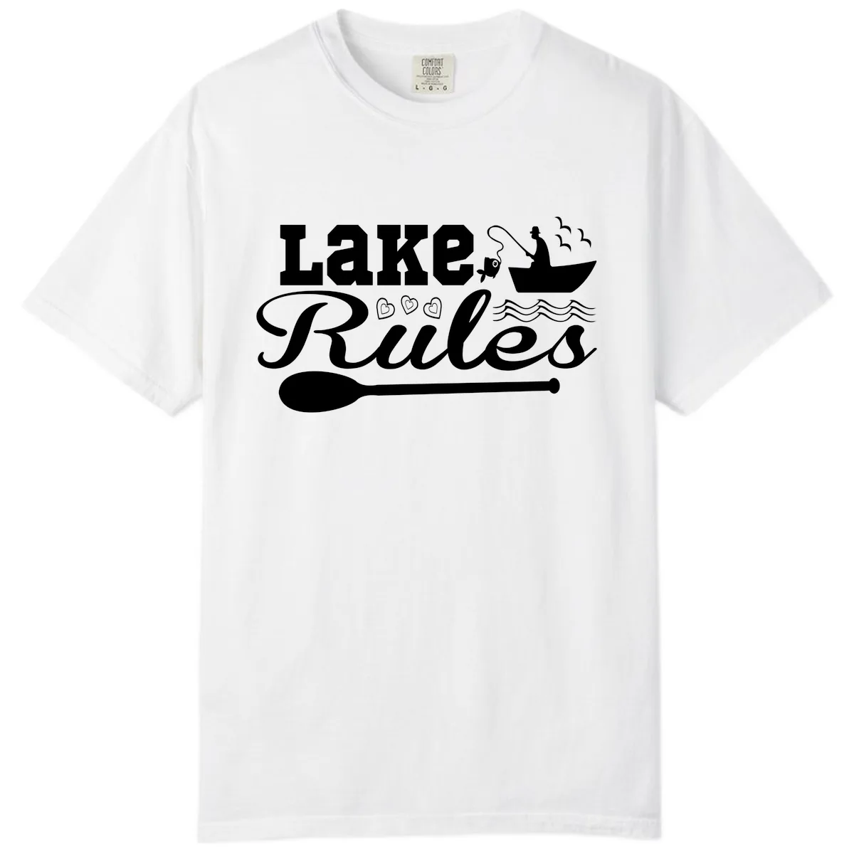 Lake Rules Boat Fishing Design Comfort Color in White