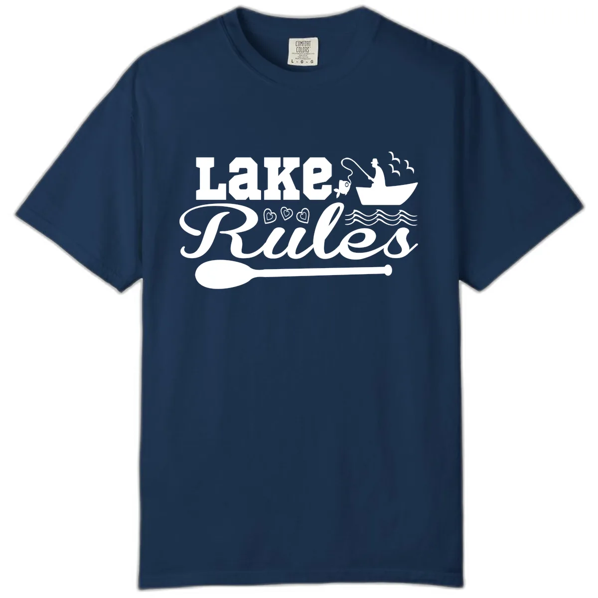 Lake Rules Boat Fishing Design Comfort Color in Navy