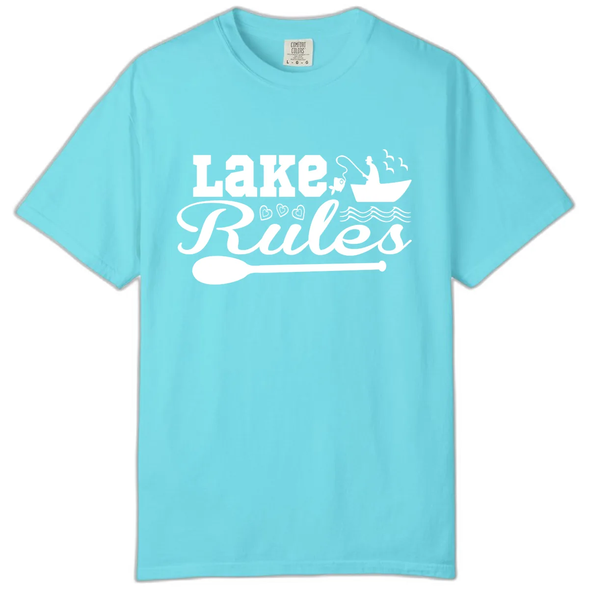 Lake Rules Boat Fishing Design Comfort Color in Lagoon Blue