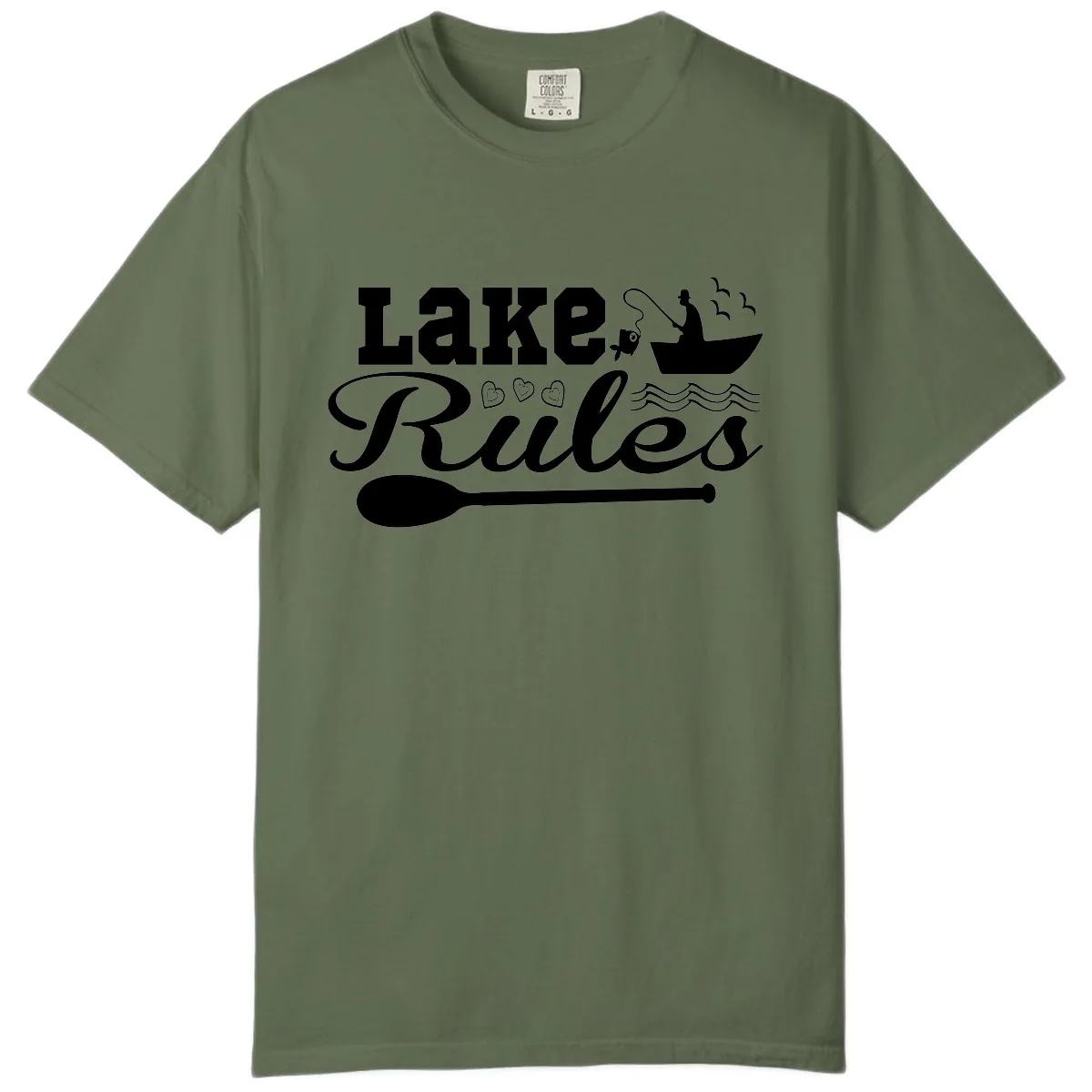 Lake Rules Boat Fishing Design Comfort Color in Sage
